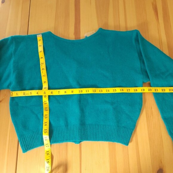 Vintage Dalmys Angora Lambswool Sweater, Teal Lightly Cropped, Classic S - Picture 3 of 8